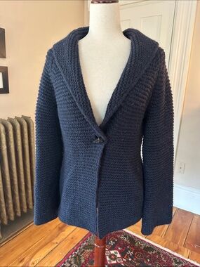 Roberto Collina Alpaca Wool Shawl Collar Navy Cardigan